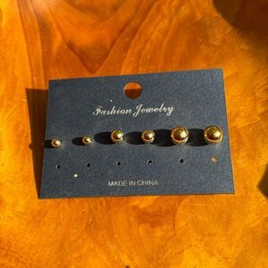 Fashion Jewelry Gold Ball Stud Earring Set - Three Pairs